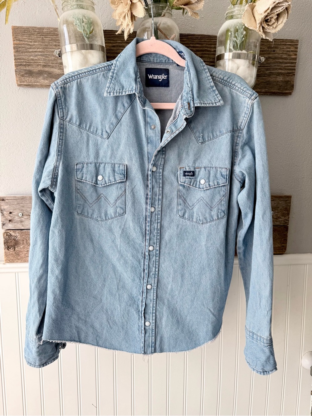 Wrangler Light Blue Denim Western Button-Front Shirt